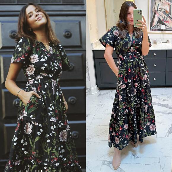 Anthropologie The Somerset Maxi Dress Black Floral - Picture 1 of 11